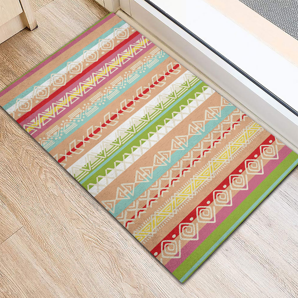 Nigerian Aso Oke African Ethnic Stripes Rubber Doormat