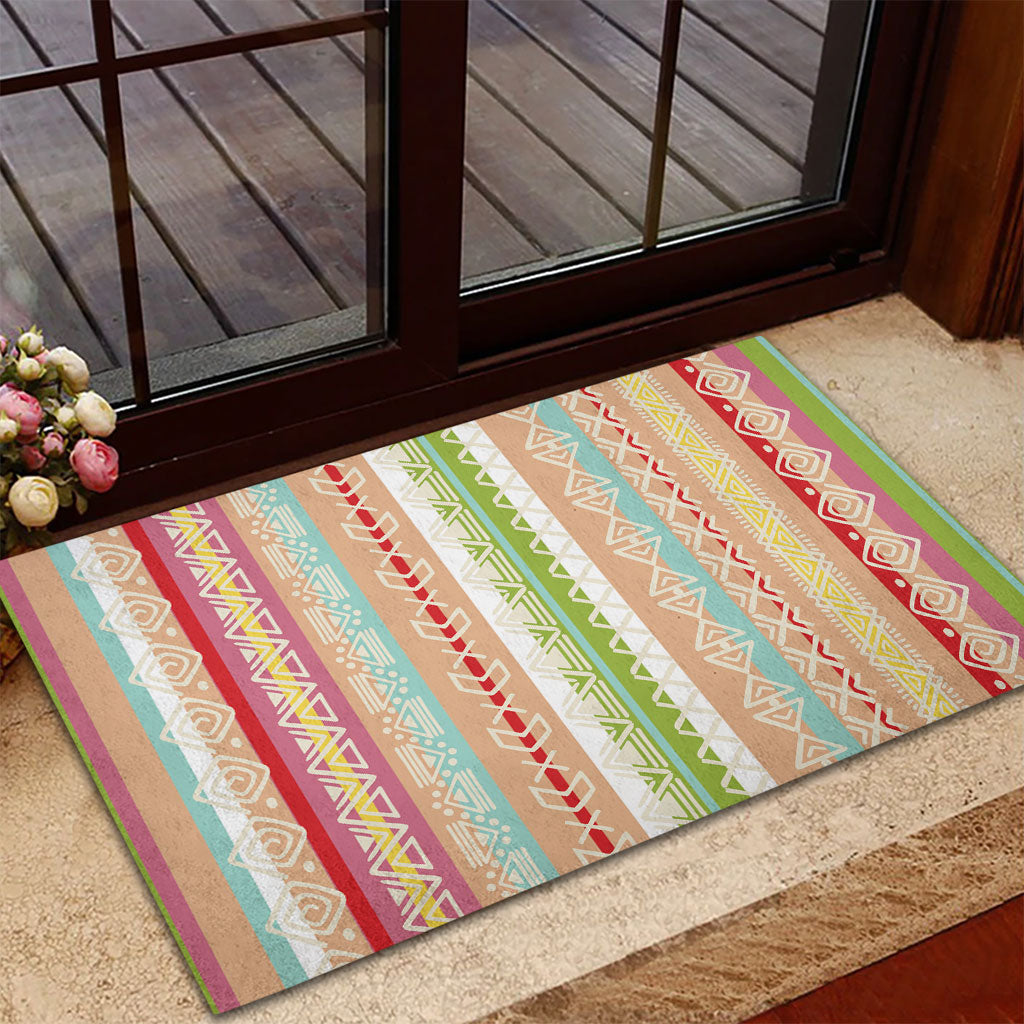 Nigerian Aso Oke African Ethnic Stripes Rubber Doormat