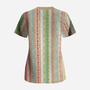 Nigerian Aso Oke African Ethnic Stripes Scrub Top