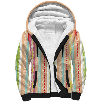 Nigerian Aso Oke African Ethnic Stripes Sherpa Hoodie