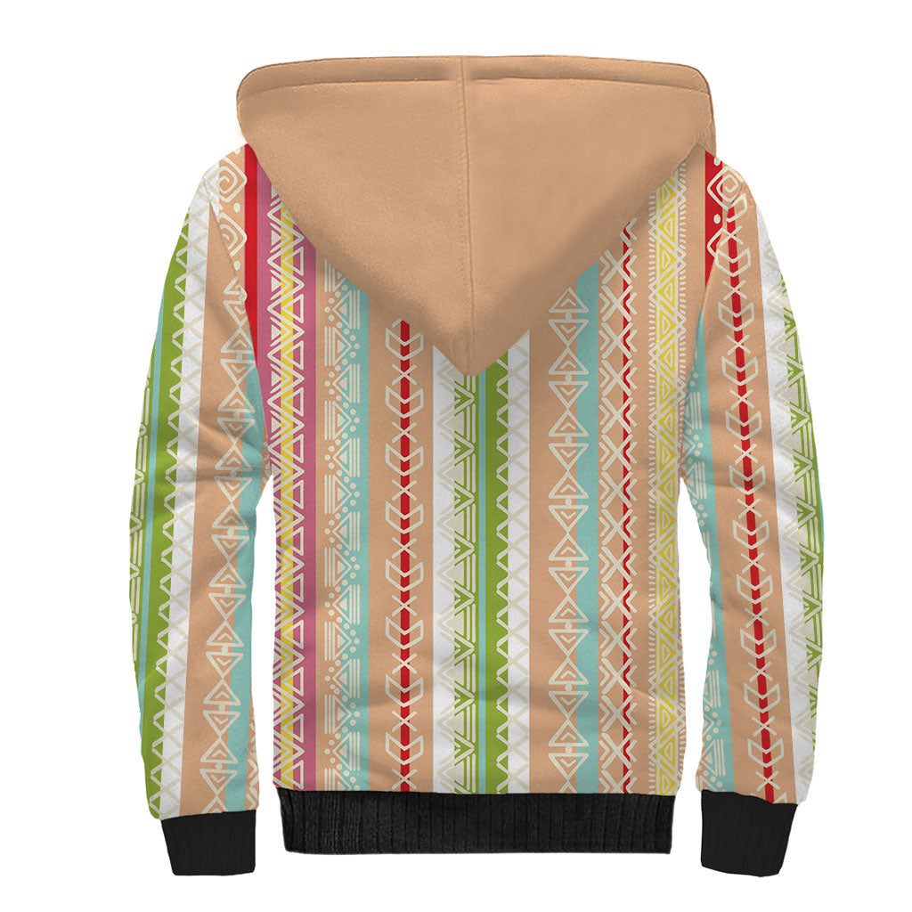 Nigerian Aso Oke African Ethnic Stripes Sherpa Hoodie