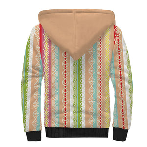 Nigerian Aso Oke African Ethnic Stripes Sherpa Hoodie