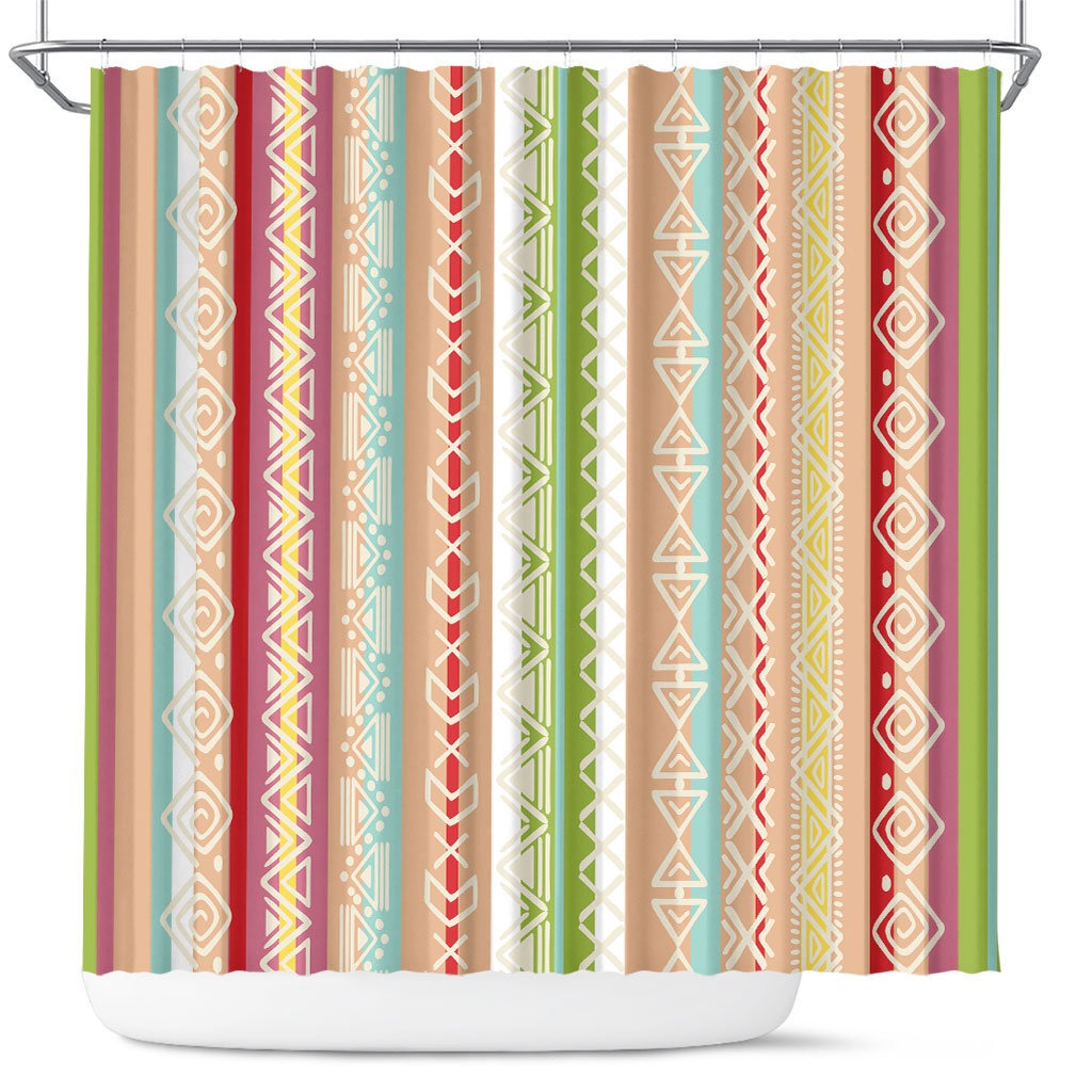 Nigerian Aso Oke African Ethnic Stripes Shower Curtain