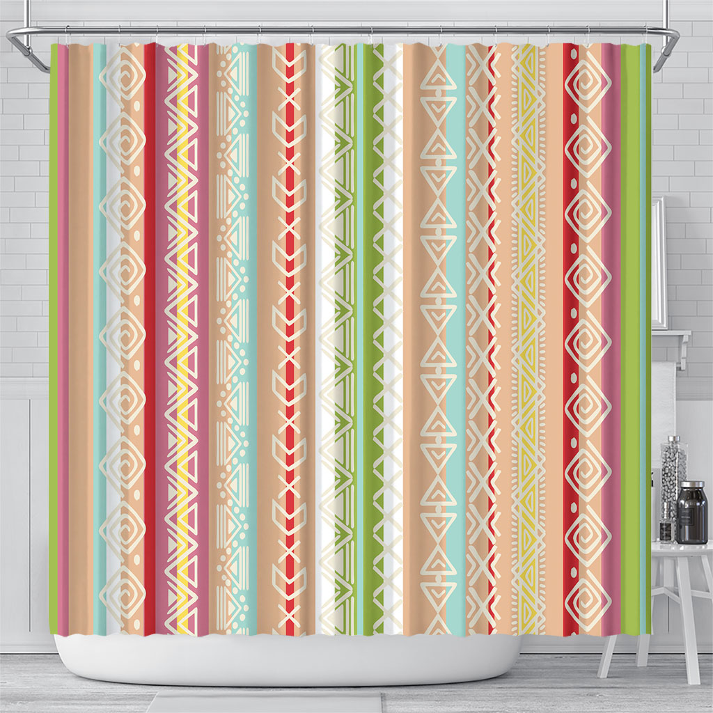 Nigerian Aso Oke African Ethnic Stripes Shower Curtain