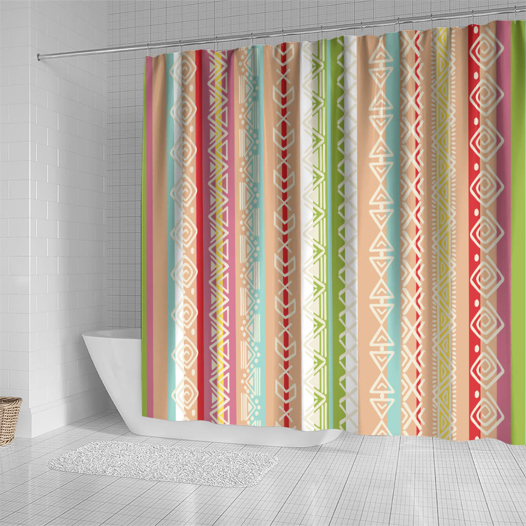 Nigerian Aso Oke African Ethnic Stripes Shower Curtain