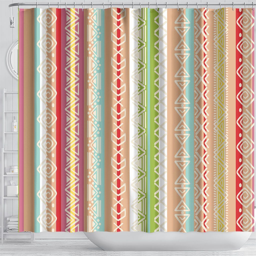 Nigerian Aso Oke African Ethnic Stripes Shower Curtain