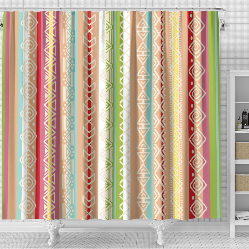 Nigerian Aso Oke African Ethnic Stripes Shower Curtain