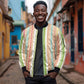 Nigerian Aso Oke African Ethnic Stripes Sleeve Zip Bomber Jacket