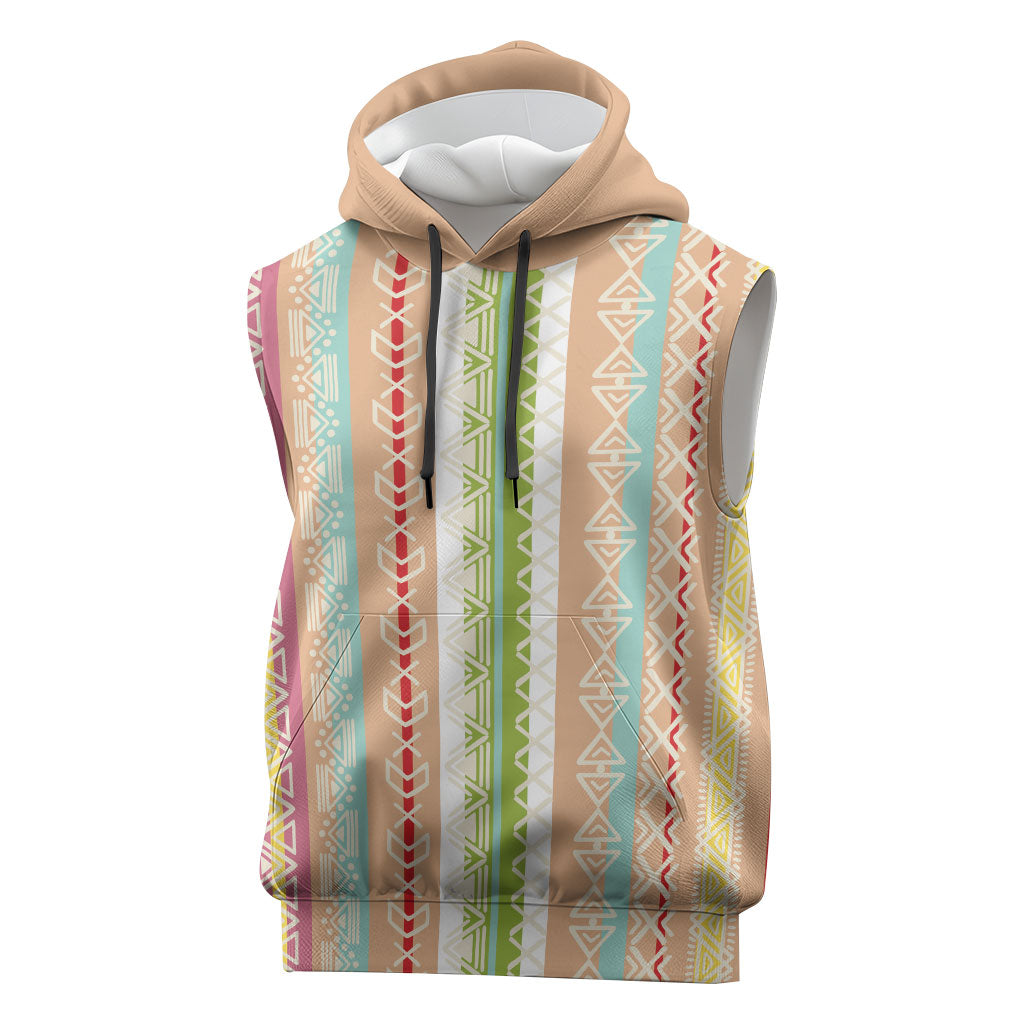 Nigerian Aso Oke African Ethnic Stripes Sleeveless Hoodie