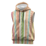 Nigerian Aso Oke African Ethnic Stripes Sleeveless Hoodie