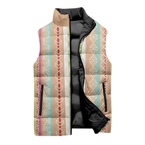 Nigerian Aso Oke African Ethnic Stripes Sleeveless Puffer Jacket