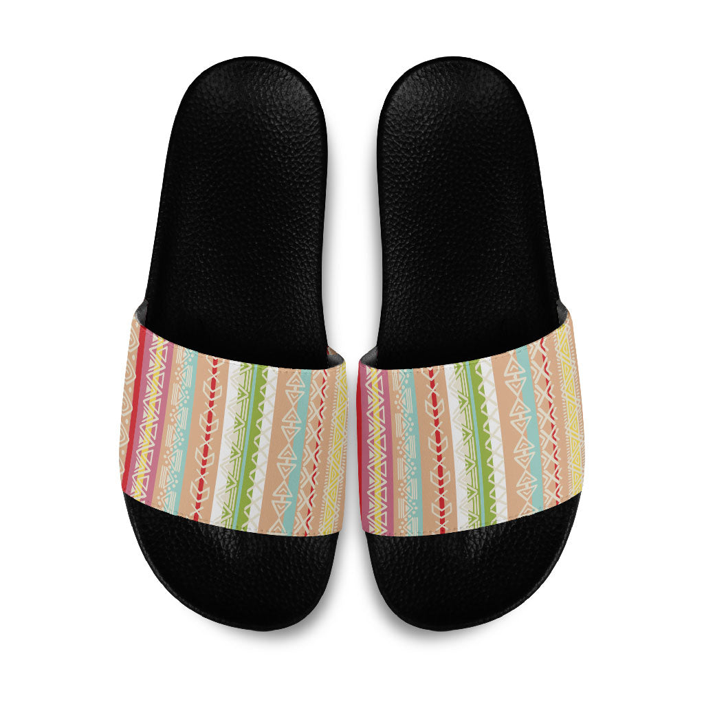 Nigerian Aso Oke African Ethnic Stripes Slide Sandals