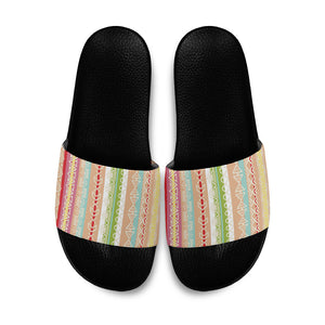 Nigerian Aso Oke African Ethnic Stripes Slide Sandals