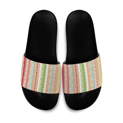 Nigerian Aso Oke African Ethnic Stripes Slide Sandals