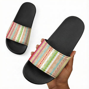 Nigerian Aso Oke African Ethnic Stripes Slide Sandals