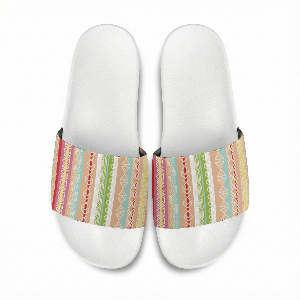 Nigerian Aso Oke African Ethnic Stripes Slide Sandals