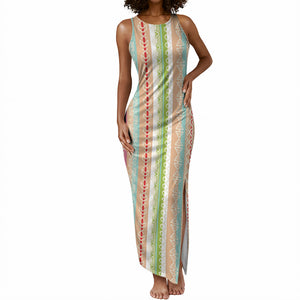 Nigerian Aso Oke African Ethnic Stripes Tank Maxi Dress