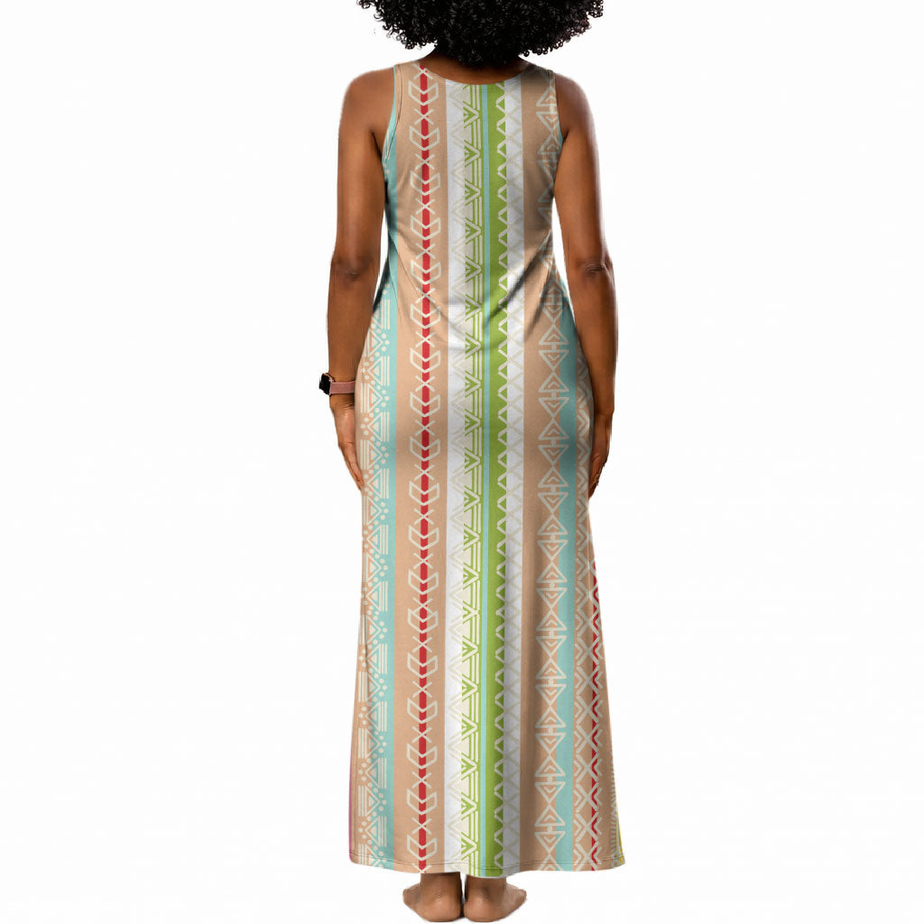 Nigerian Aso Oke African Ethnic Stripes Tank Maxi Dress