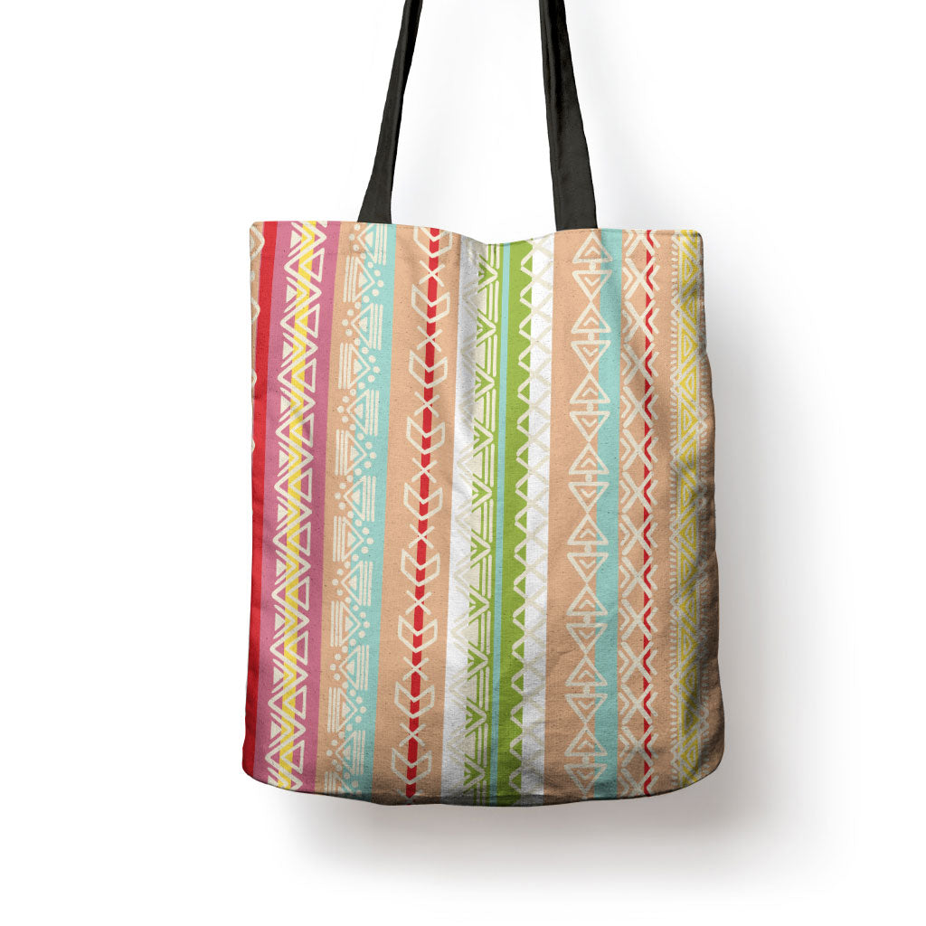 Nigerian Aso Oke African Ethnic Stripes Tote Bag