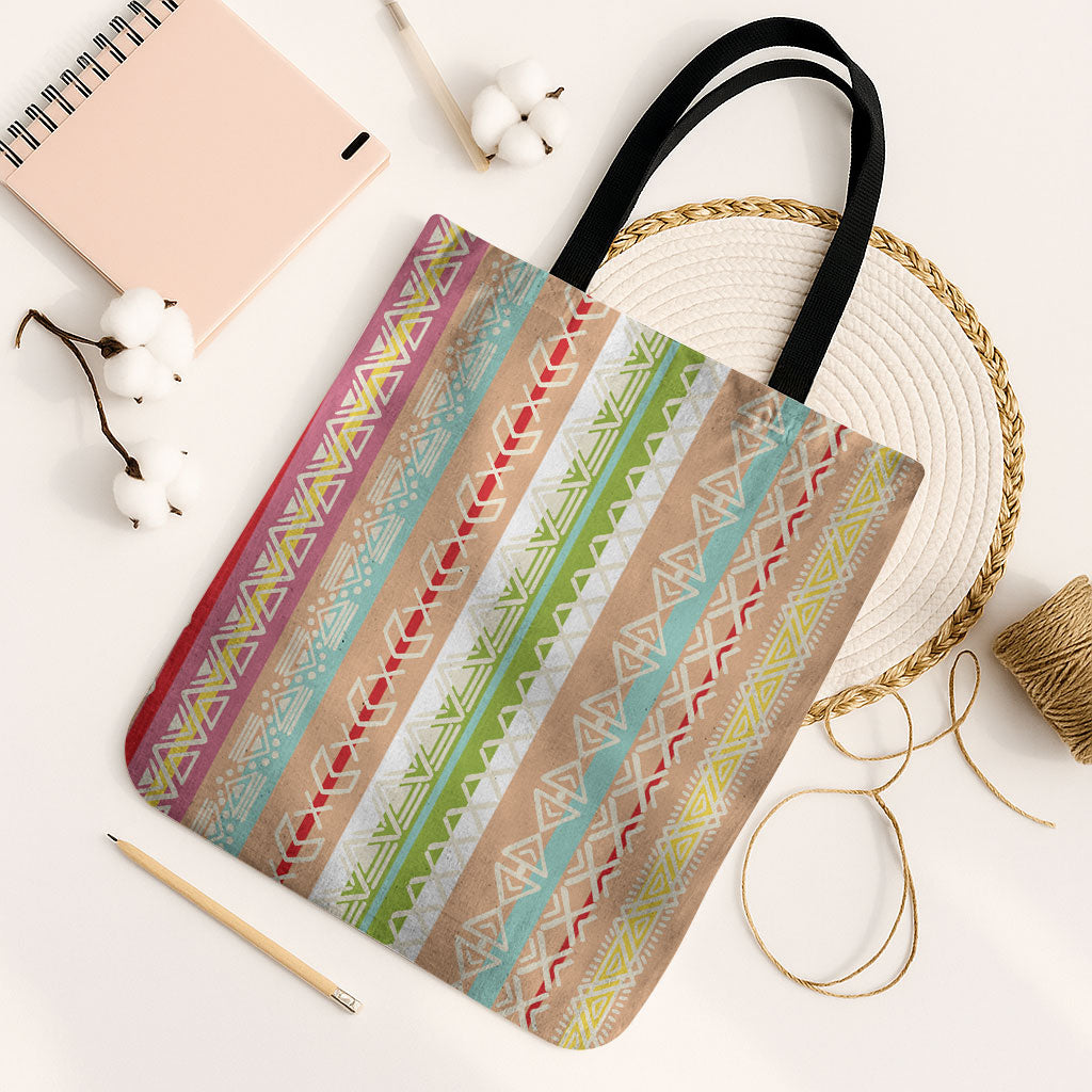 Nigerian Aso Oke African Ethnic Stripes Tote Bag