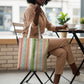 Nigerian Aso Oke African Ethnic Stripes Tote Bag