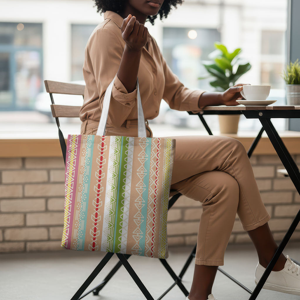 Nigerian Aso Oke African Ethnic Stripes Tote Bag