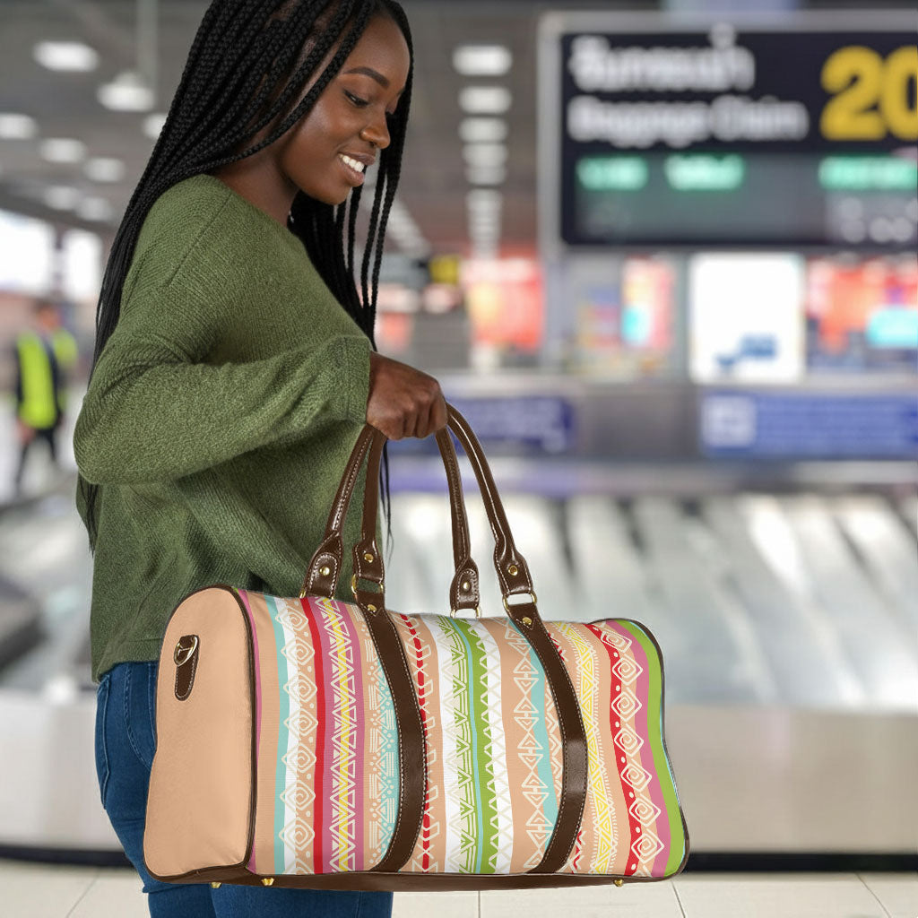 Nigerian Aso Oke African Ethnic Stripes Travel Bag