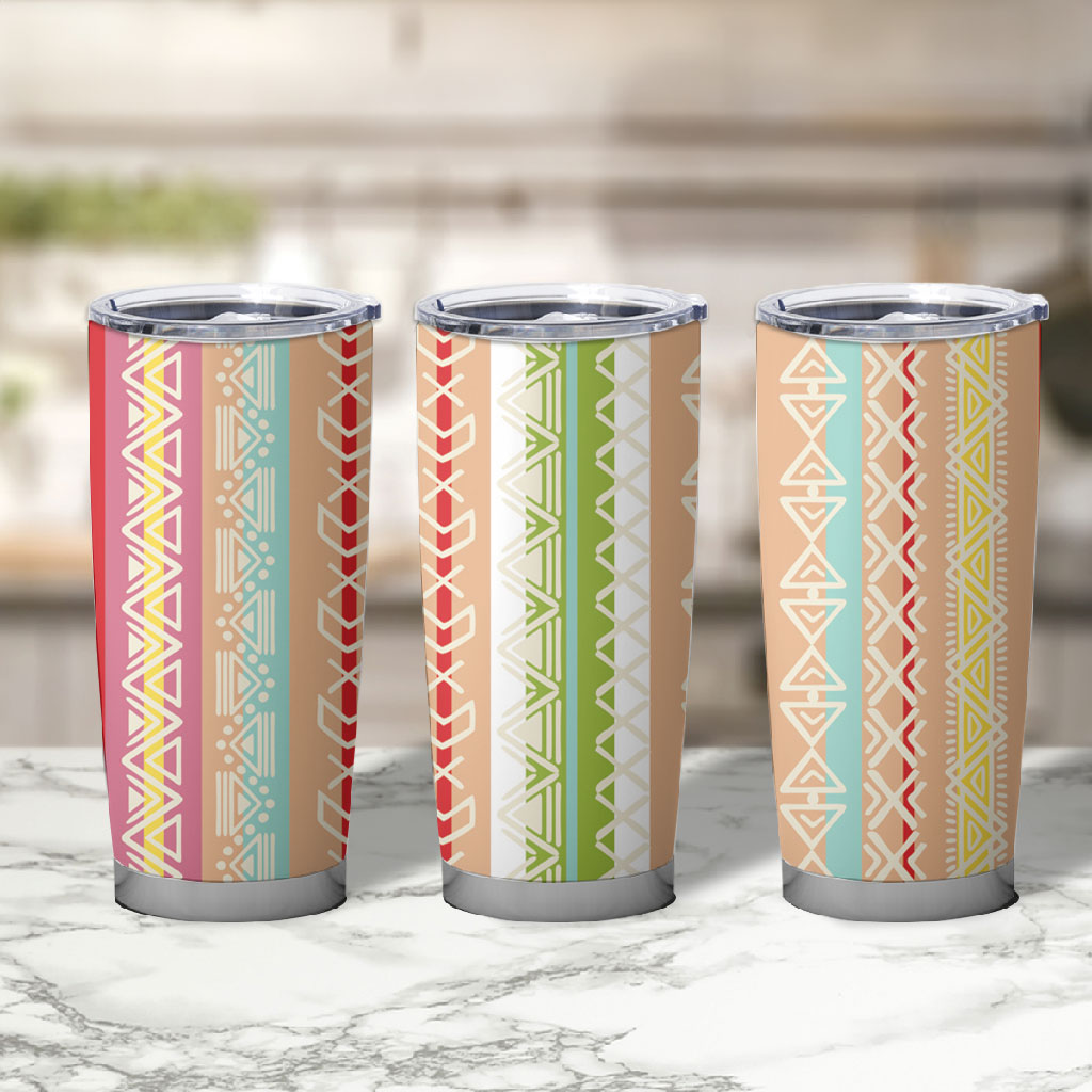 Nigerian Aso Oke African Ethnic Stripes Tumbler Cup