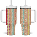 Nigerian Aso Oke African Ethnic Stripes Tumbler With Handle
