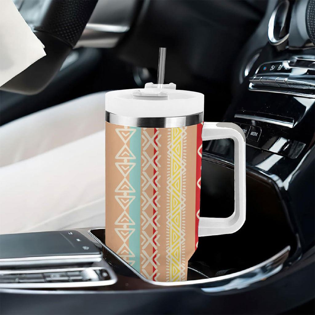 Nigerian Aso Oke African Ethnic Stripes Tumbler With Handle