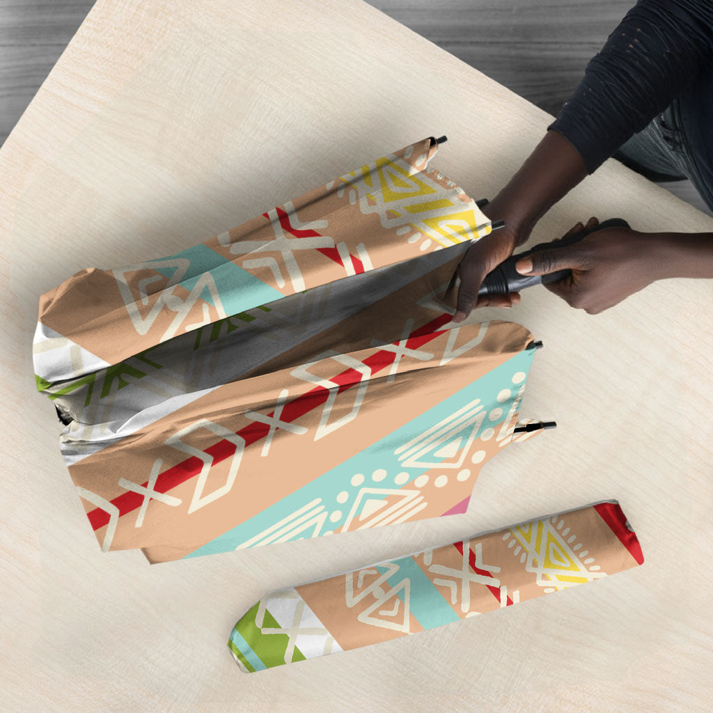 Nigerian Aso Oke African Ethnic Stripes Umbrella