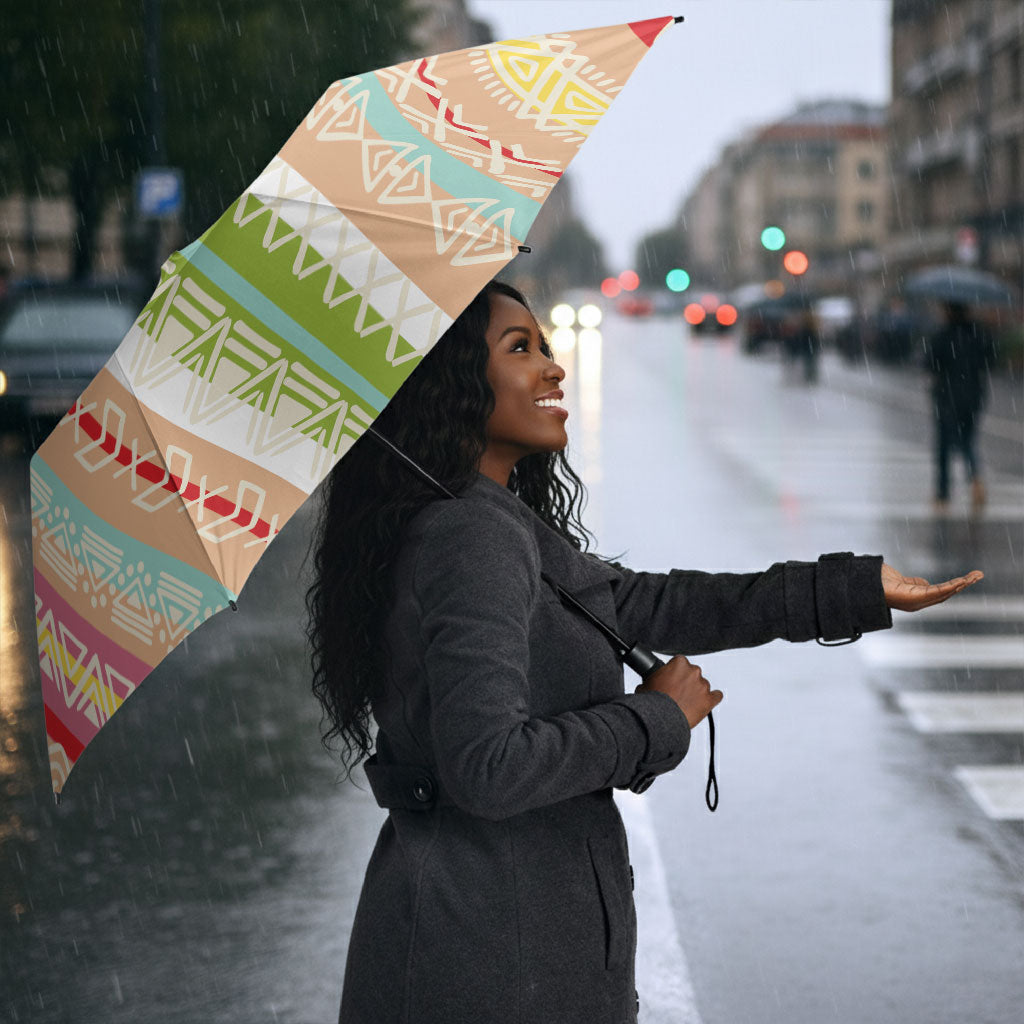 Nigerian Aso Oke African Ethnic Stripes Umbrella
