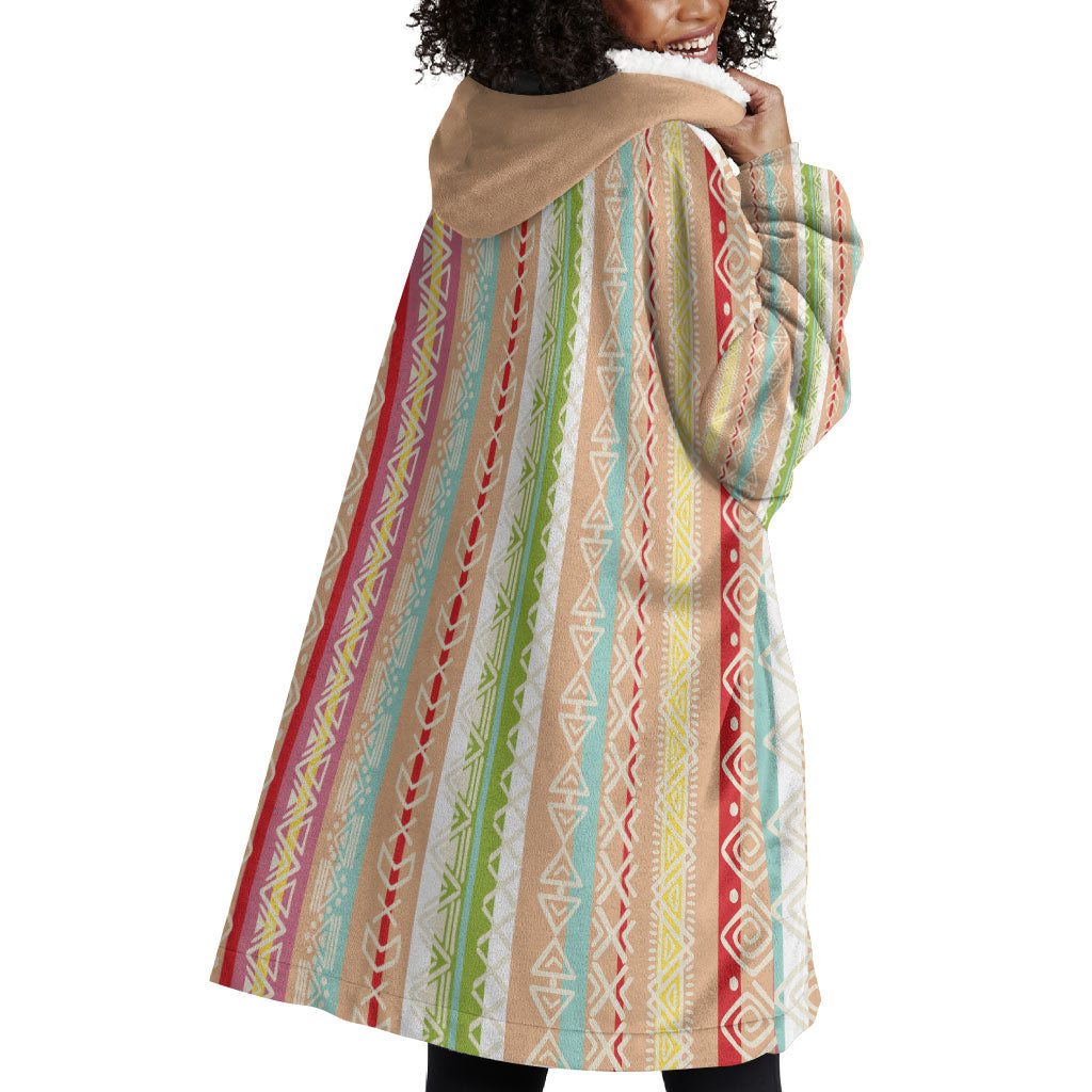 Nigerian Aso Oke African Ethnic Stripes Wearable Blanket Hoodie