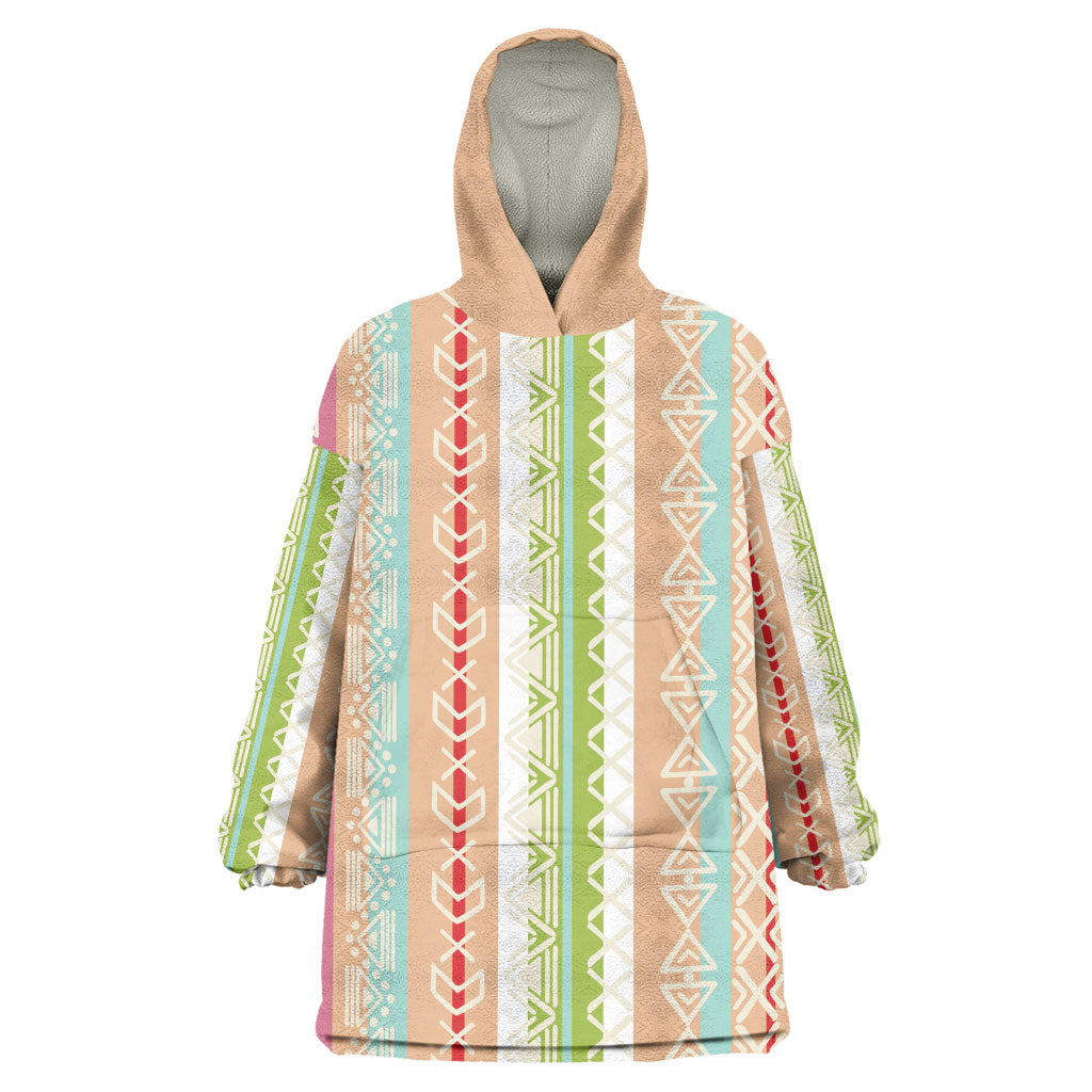 Nigerian Aso Oke African Ethnic Stripes Wearable Blanket Hoodie