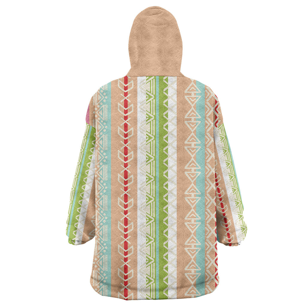 Nigerian Aso Oke African Ethnic Stripes Wearable Blanket Hoodie