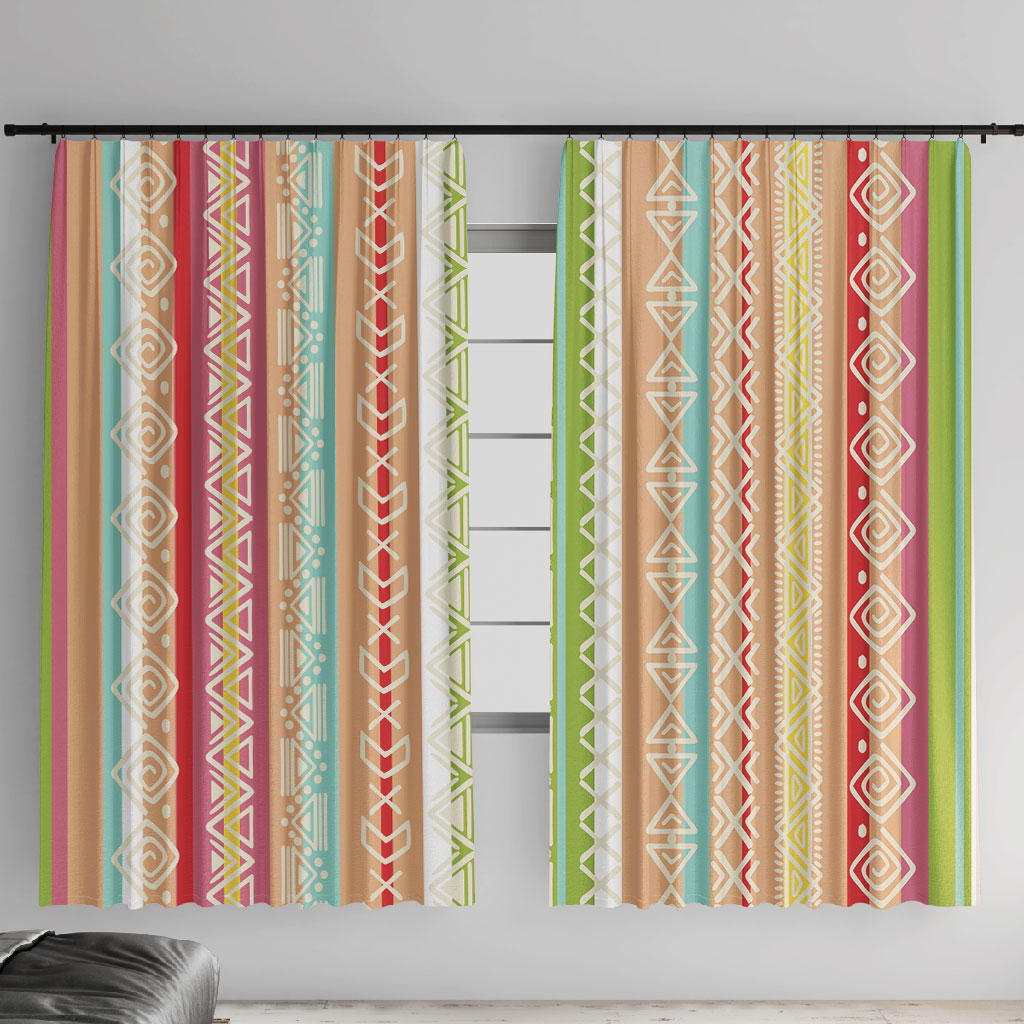 Nigerian Aso Oke African Ethnic Stripes Window Curtain