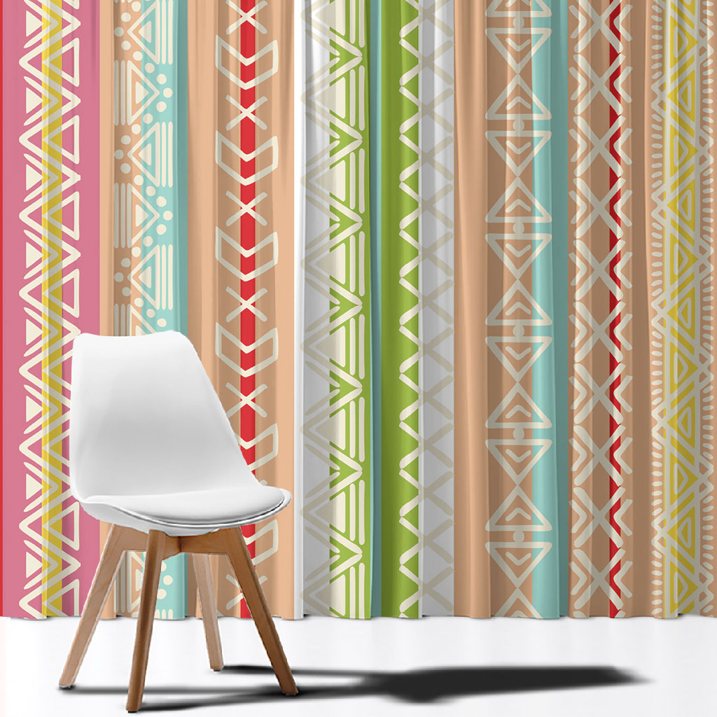 Nigerian Aso Oke African Ethnic Stripes Window Curtain