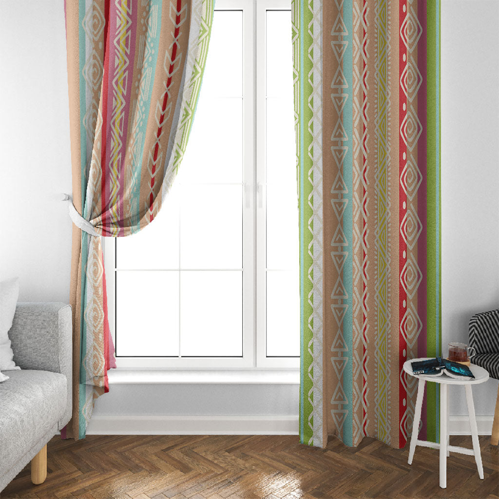 Nigerian Aso Oke African Ethnic Stripes Window Curtain