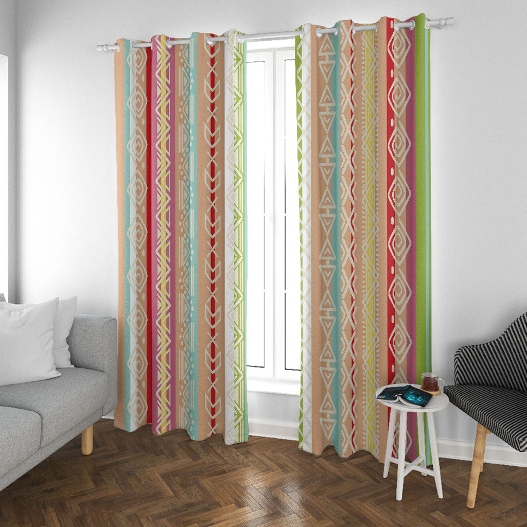 Nigerian Aso Oke African Ethnic Stripes Window Curtain