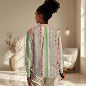 Nigerian Aso Oke African Ethnic Stripes Women Casual Shirt