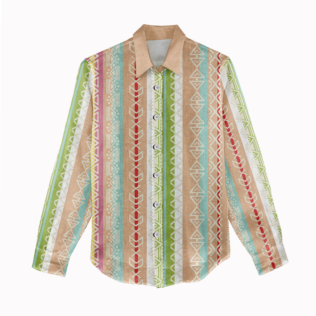 Nigerian Aso Oke African Ethnic Stripes Women Casual Shirt