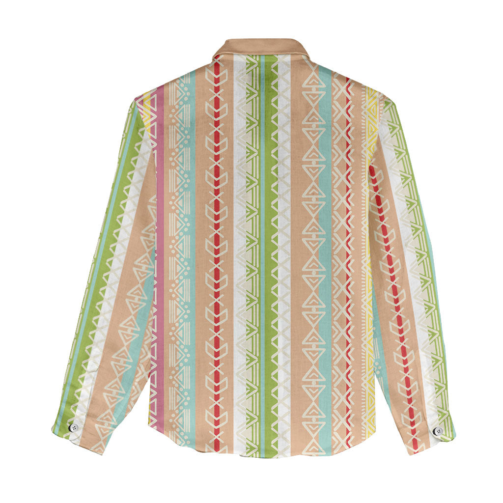 Nigerian Aso Oke African Ethnic Stripes Women Casual Shirt
