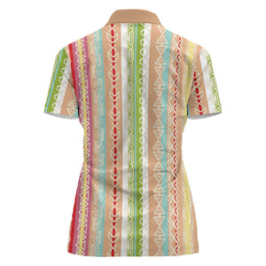 Nigerian Aso Oke African Ethnic Stripes Women Polo Shirt