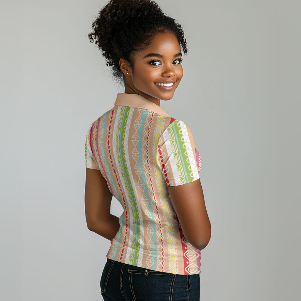 Nigerian Aso Oke African Ethnic Stripes Women Polo Shirt