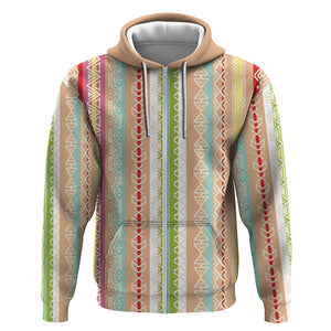 Nigerian Aso Oke African Ethnic Stripes Zip Hoodie