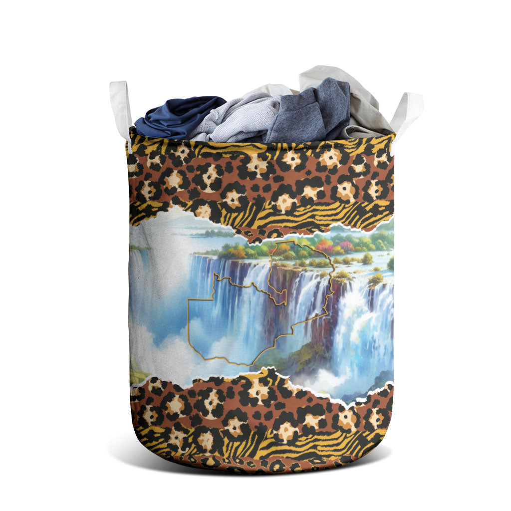 Zambian Heritage Independence 1964 Laundry Basket Traditional African Seamless Pattern