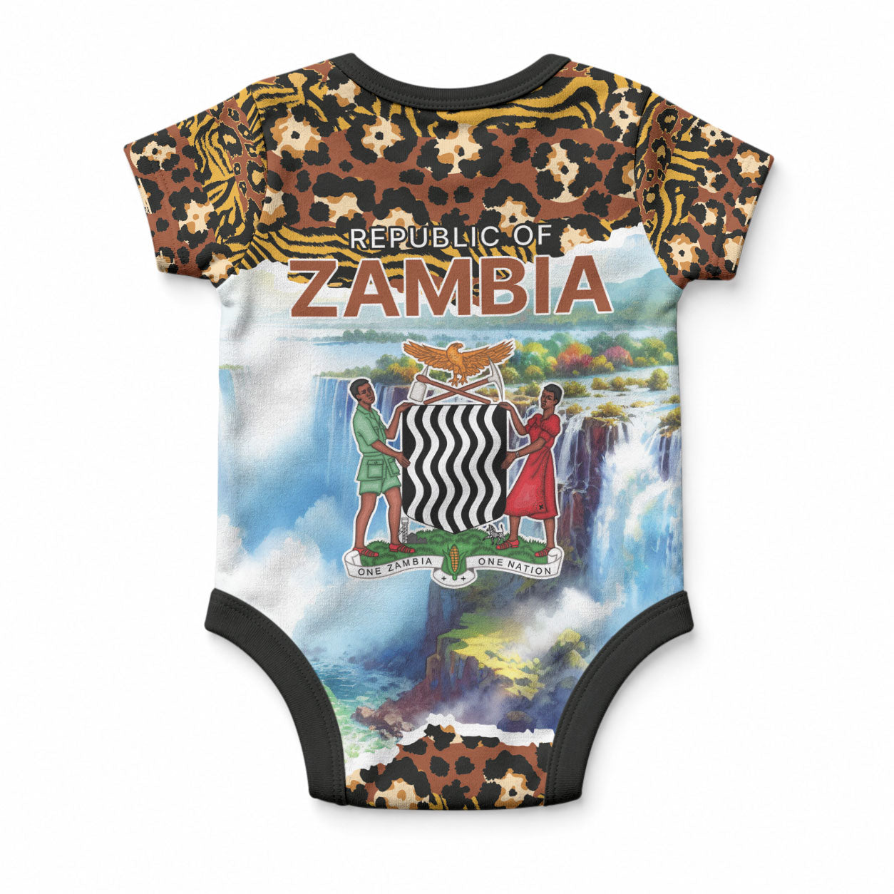 Zambian Heritage Independence 1964 Baby Onesie Traditional African Seamless Pattern