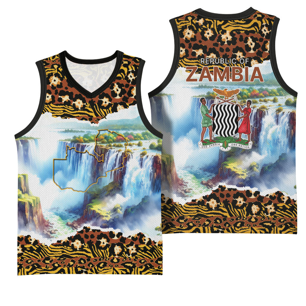 Zambian Heritage Independence 1964 Basketball Jersey Traditional African Seamless Pattern