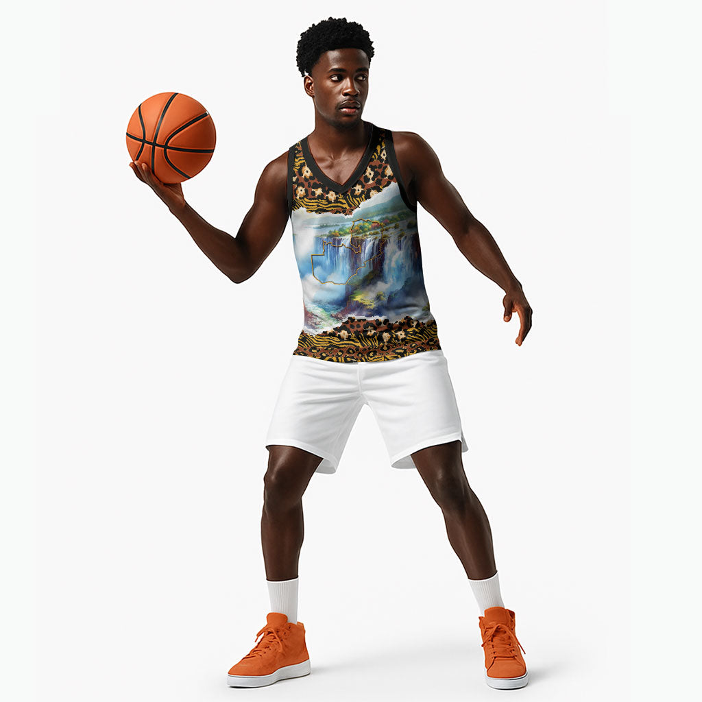 Zambian Heritage Independence 1964 Basketball Jersey Traditional African Seamless Pattern