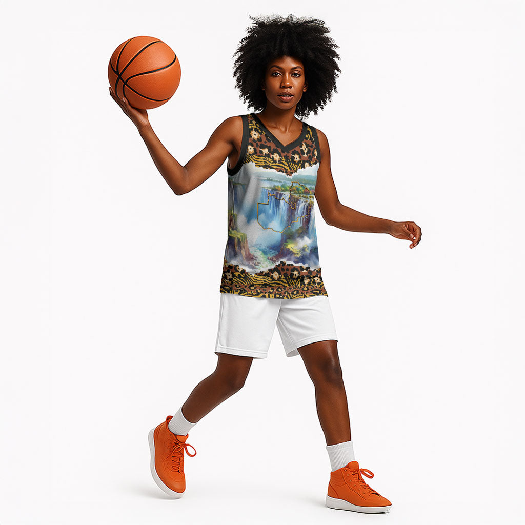Zambian Heritage Independence 1964 Basketball Jersey Traditional African Seamless Pattern